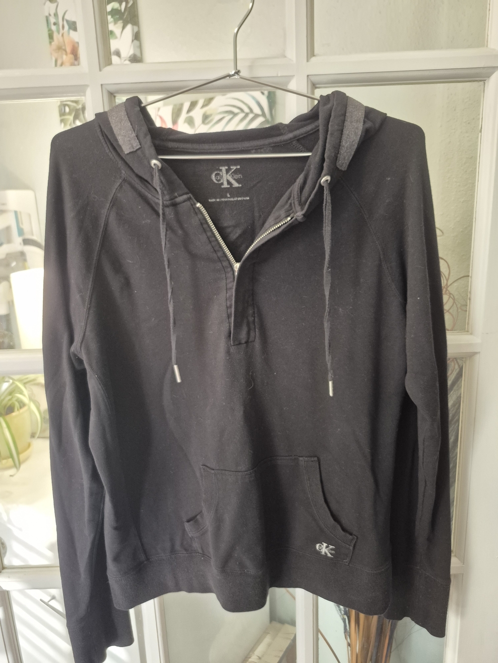 Calvin Klein Black Hooded Half-Zip Sweatshirt